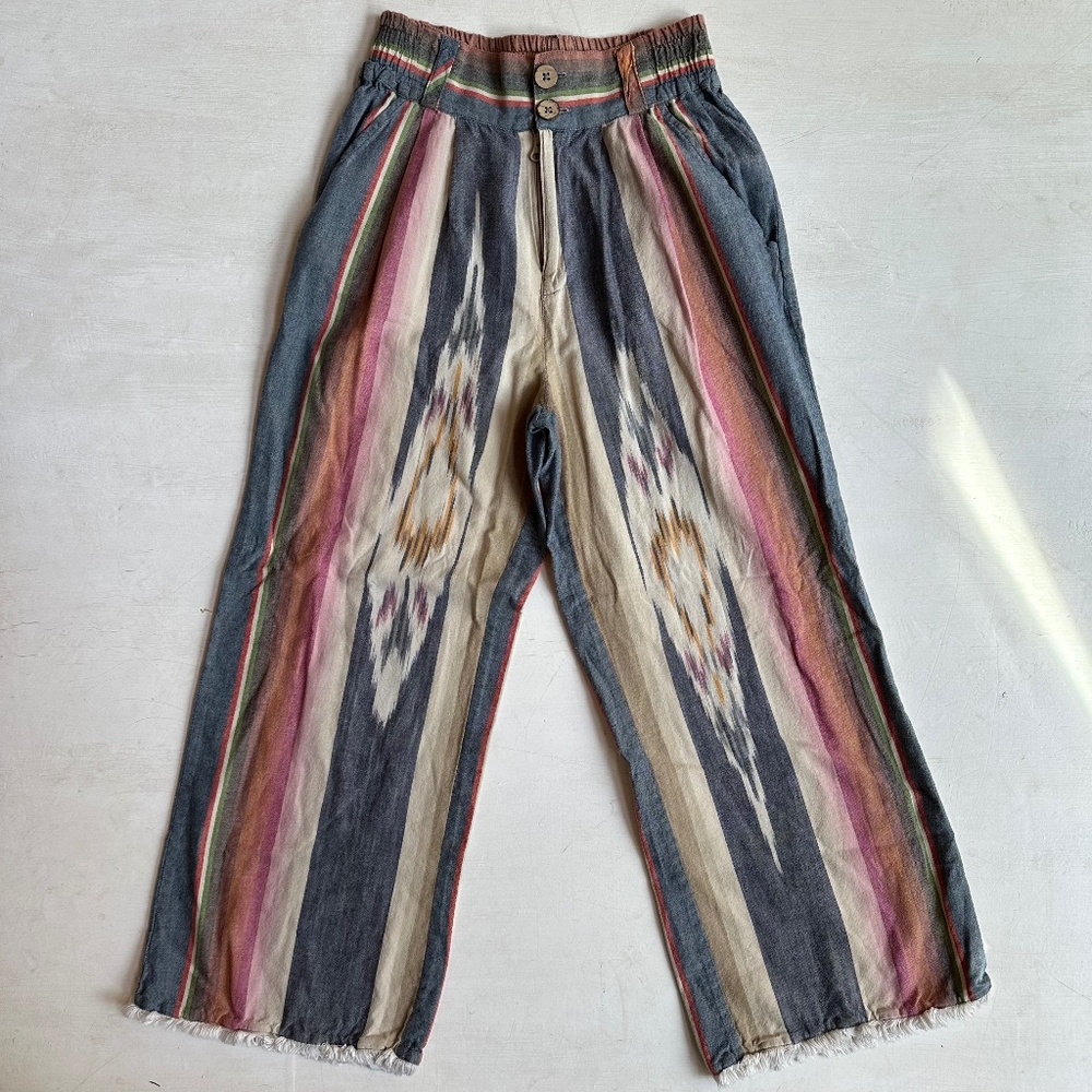 Faherty Multicolor Aztec Printed Frayed Hem Pants